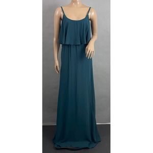 Show Me Your Mumu Dress Women XXS Caitlin Ruffle Maxi Deep Jade Chiffon NWT